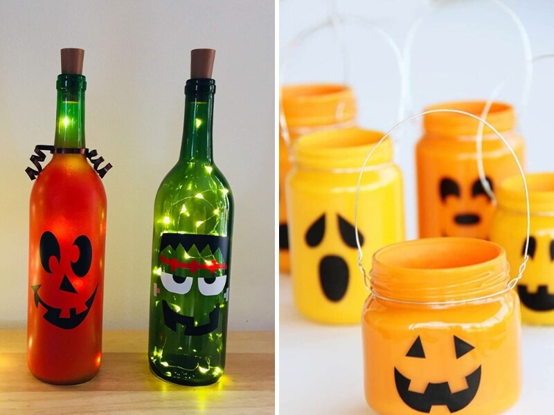 Khéo tay biến chai thủy tinh thành đồ trang trí Halloween vừa ấn tượng vừa tiết kiệm