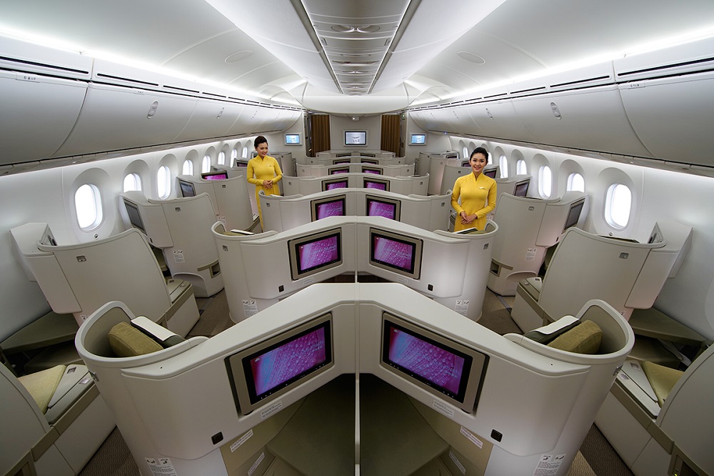 Không gian nghỉ ngơi sang trọng trên máy bay của Vietnam Airlines
