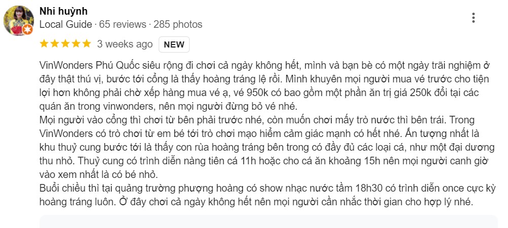 Reviews of VinWonders Phu Quoc
