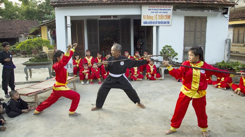 Võ cổ truyền Bình Định Hình ảnh tập luyện tại các võ đường