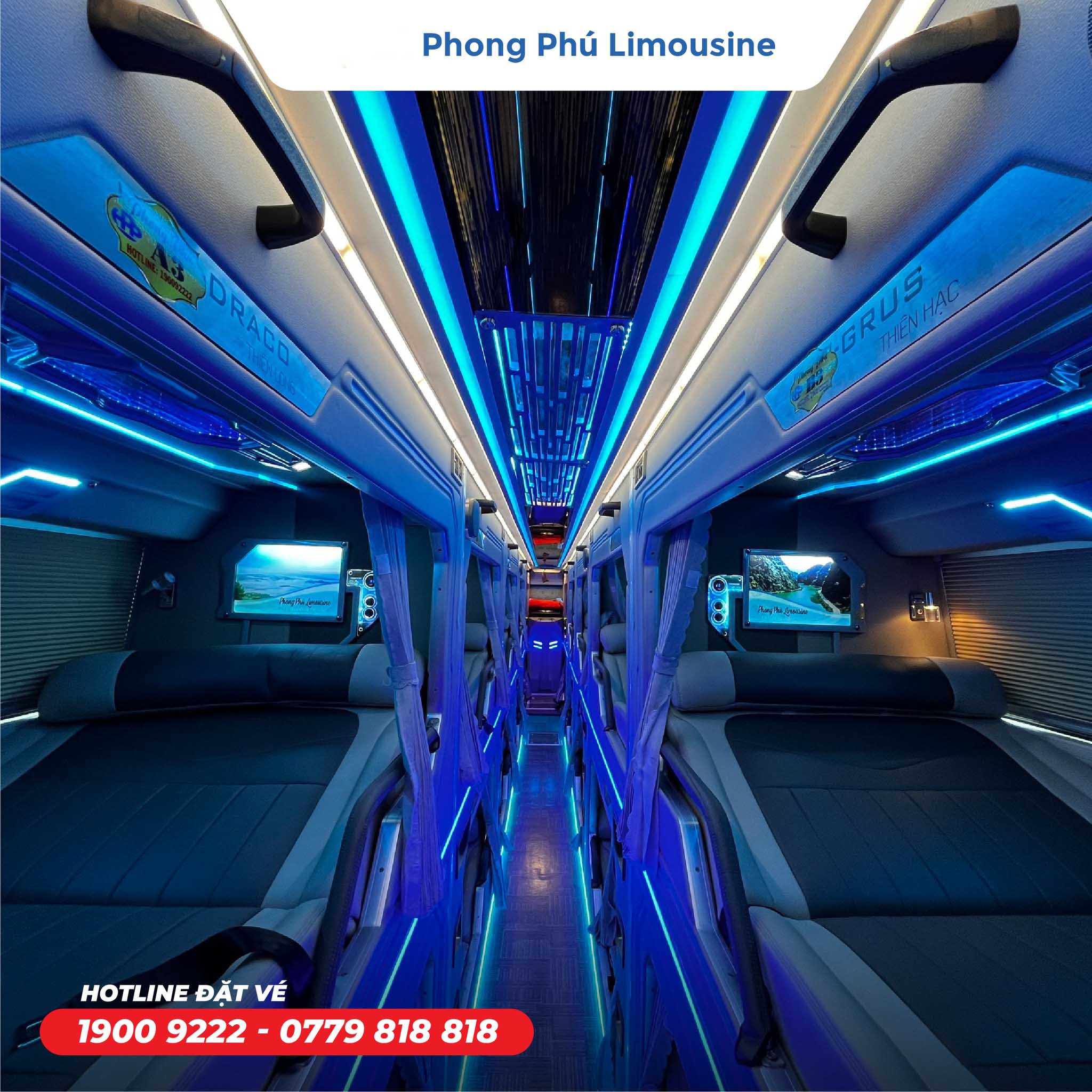 Nhà xe Phong Phú có ghế ngồi rộng rãi, thoải mái